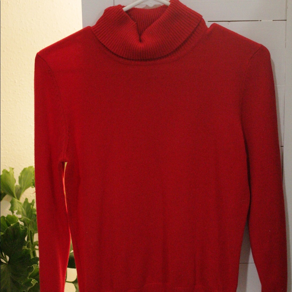 Red turtle neck